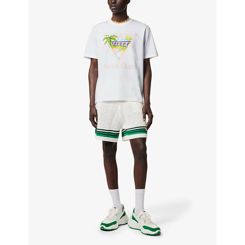 Shop Casablanca Tennis Club Graphic-print Cotton-jersey T-shirt In Tennis Club Icon