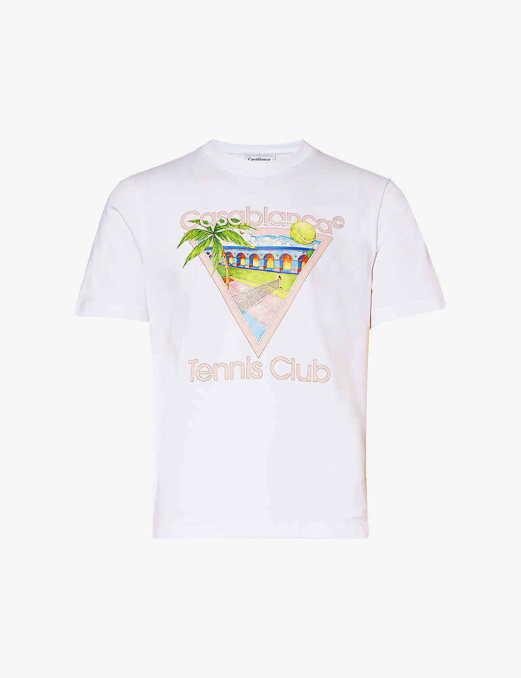 Shop Casablanca Tennis Club Graphic-print Cotton-jersey T-shirt In Tennis Club Icon
