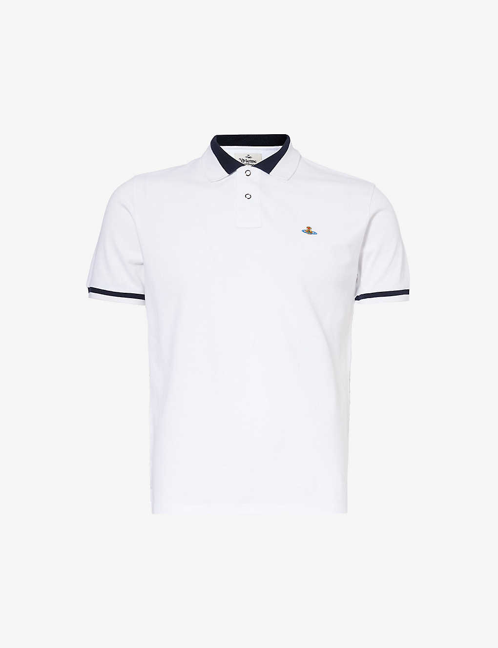 Shop Vivienne Westwood Men's White Classic Striped-collar Organic Cotton-piqué Polo Shirt