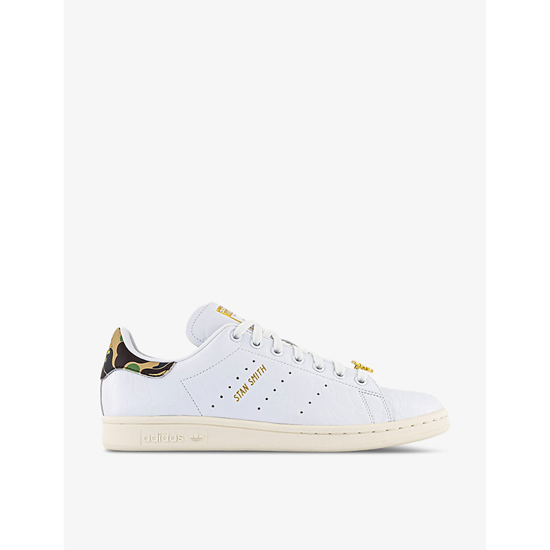 Adidas Statement Mens White Adidas X Bape Stan Smith Leather Low-top Trainers