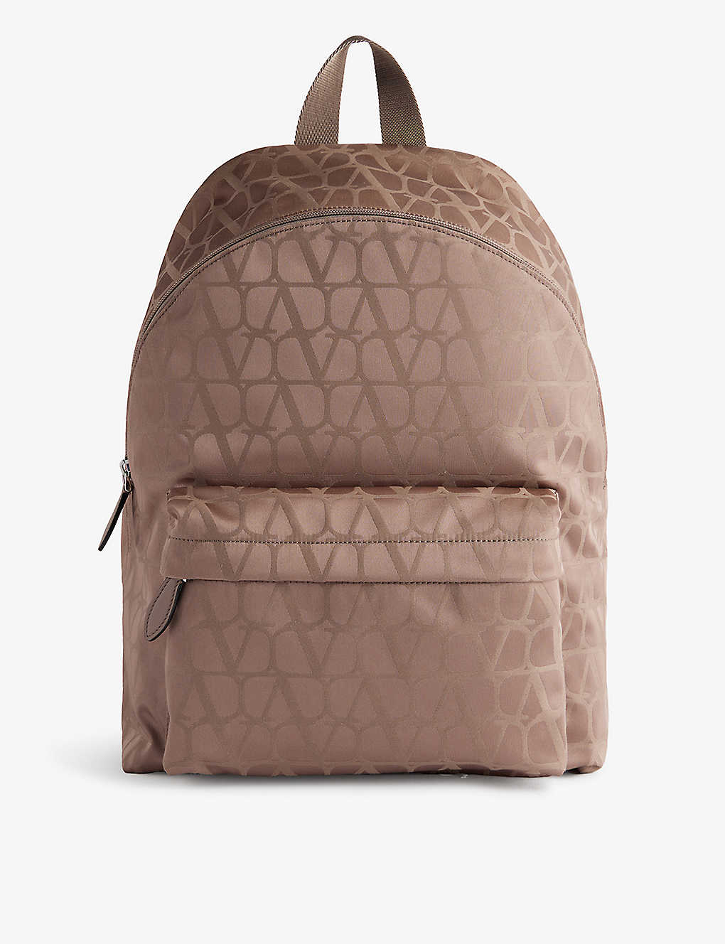 Valentino Garavani Icon Logo-print Woven Backpack In Clay