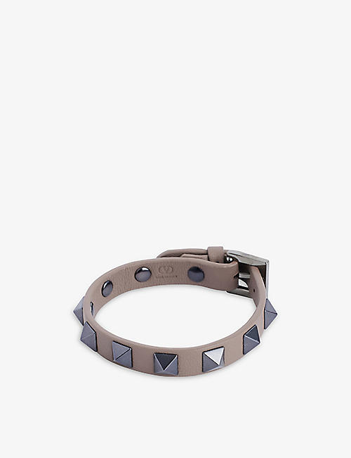 VALENTINO GARAVANI: Stud-embellished leather bracelet