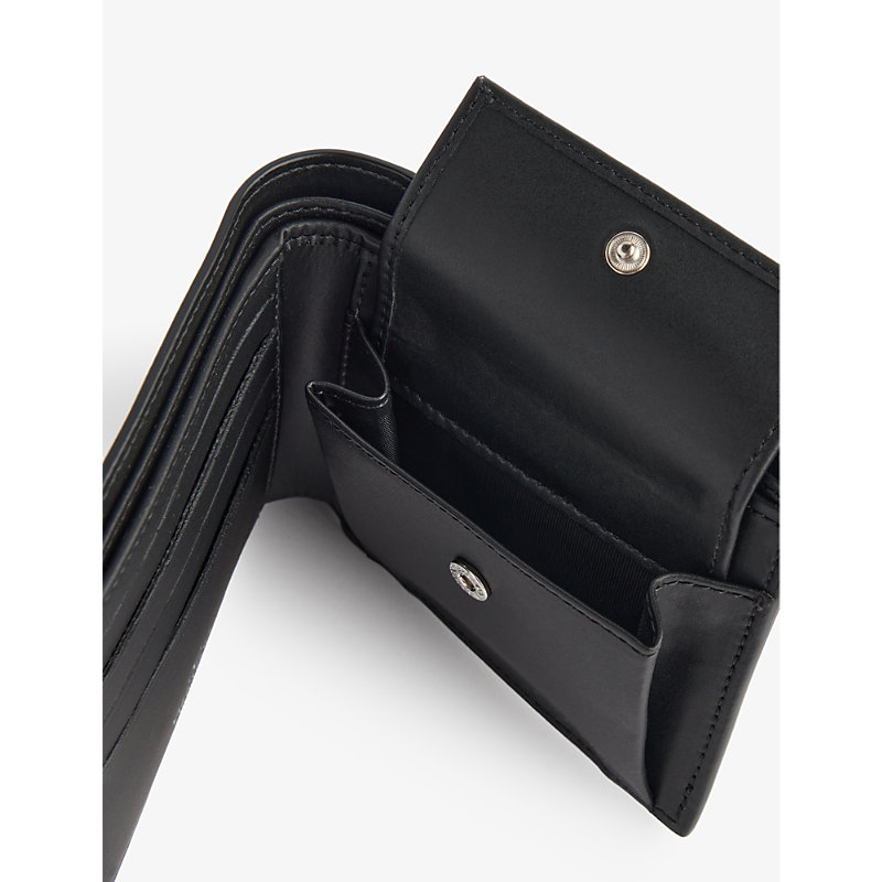 Shop Valentino Garavani Nero Bianco Vltn Logo-print Leather Billfold Wallet