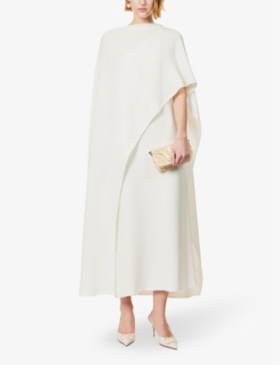 Shop Valentino Garavani Women's Avorio Asymmetric-neck Draped Silk Maxi Dress