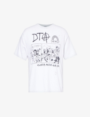 Dta Mens White The Nest Brand-print Regular-fit Organic Cotton-jersey T-shirt