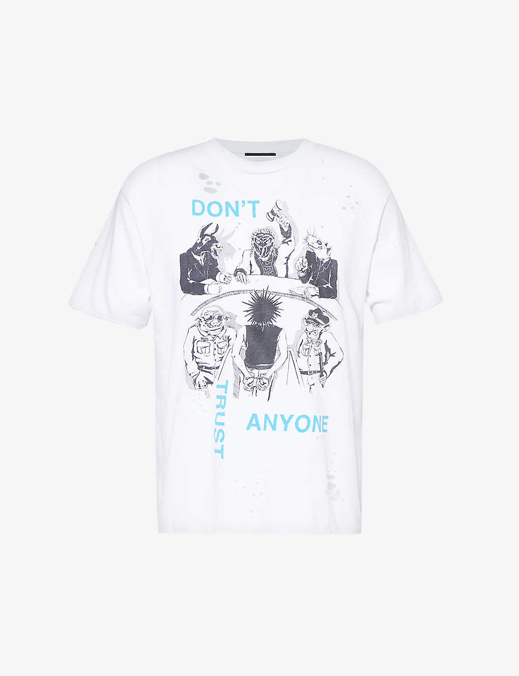 Dta Mens White Final Judgment Brand-print Regular-fit Organic Cotton-jersey T-shirt