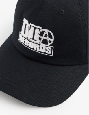 Shop Dta Records Brand-embroidered Organic-cotton Cap In Black