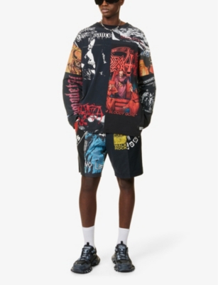 Shop Dta Men's Black Mash It Up Graphic-print Organic Cotton-jersey Shorts
