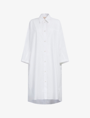 Marni Womens Lily White Oversized Cotton Midi Dress