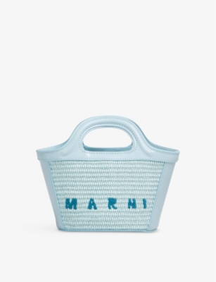 Shop Marni Tropicalia Micro Straw Cross-body Bag In Pale Mint