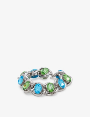 MARNI: Rhinestone-embellished silver-tone metal bracelet