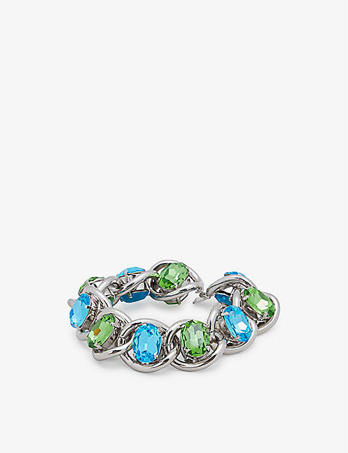 MARNI: Rhinestone-embellished silver-tone metal bracelet
