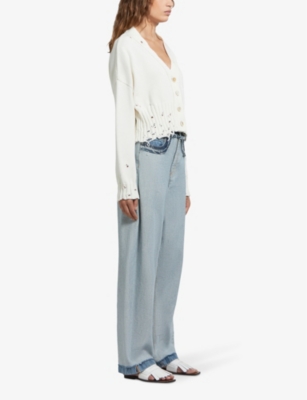 Marni Destroyed-effect Cropped Cardigan In White