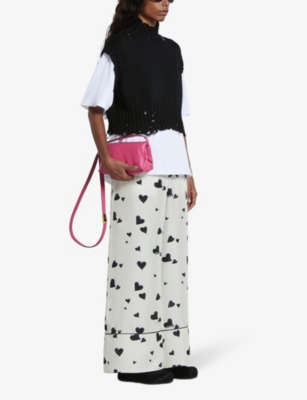 Shop Marni Womens Black Distressed Cropped Cotton-knit Vest