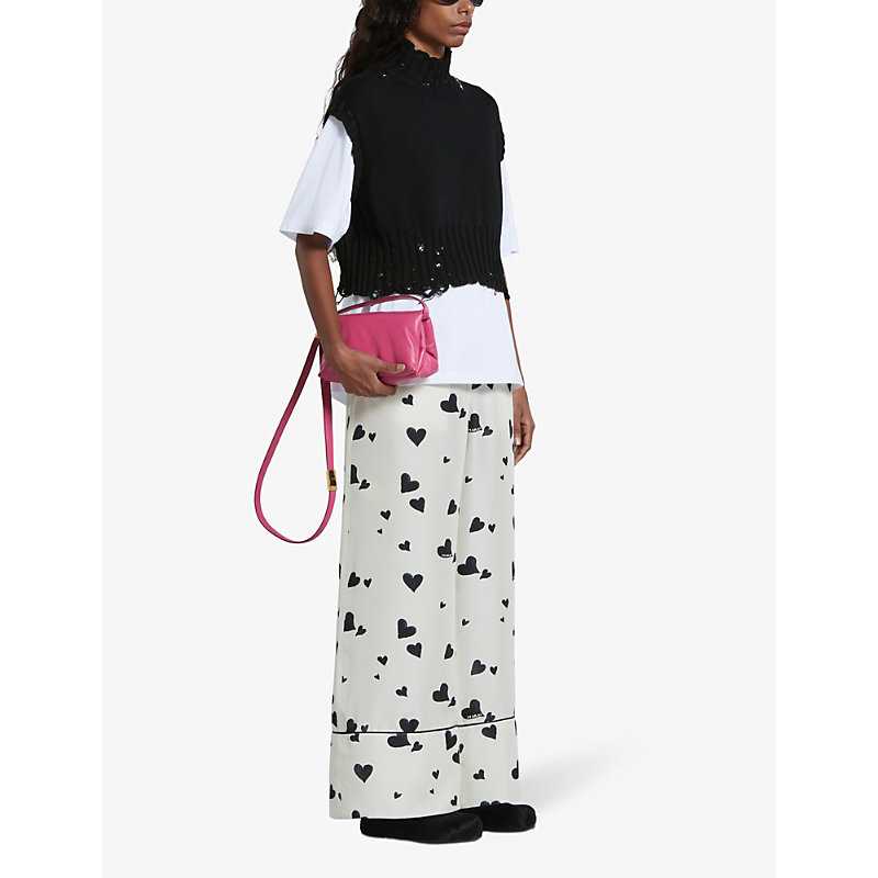 Shop Marni Women's Black Distressed Cropped Cotton-knit Vest