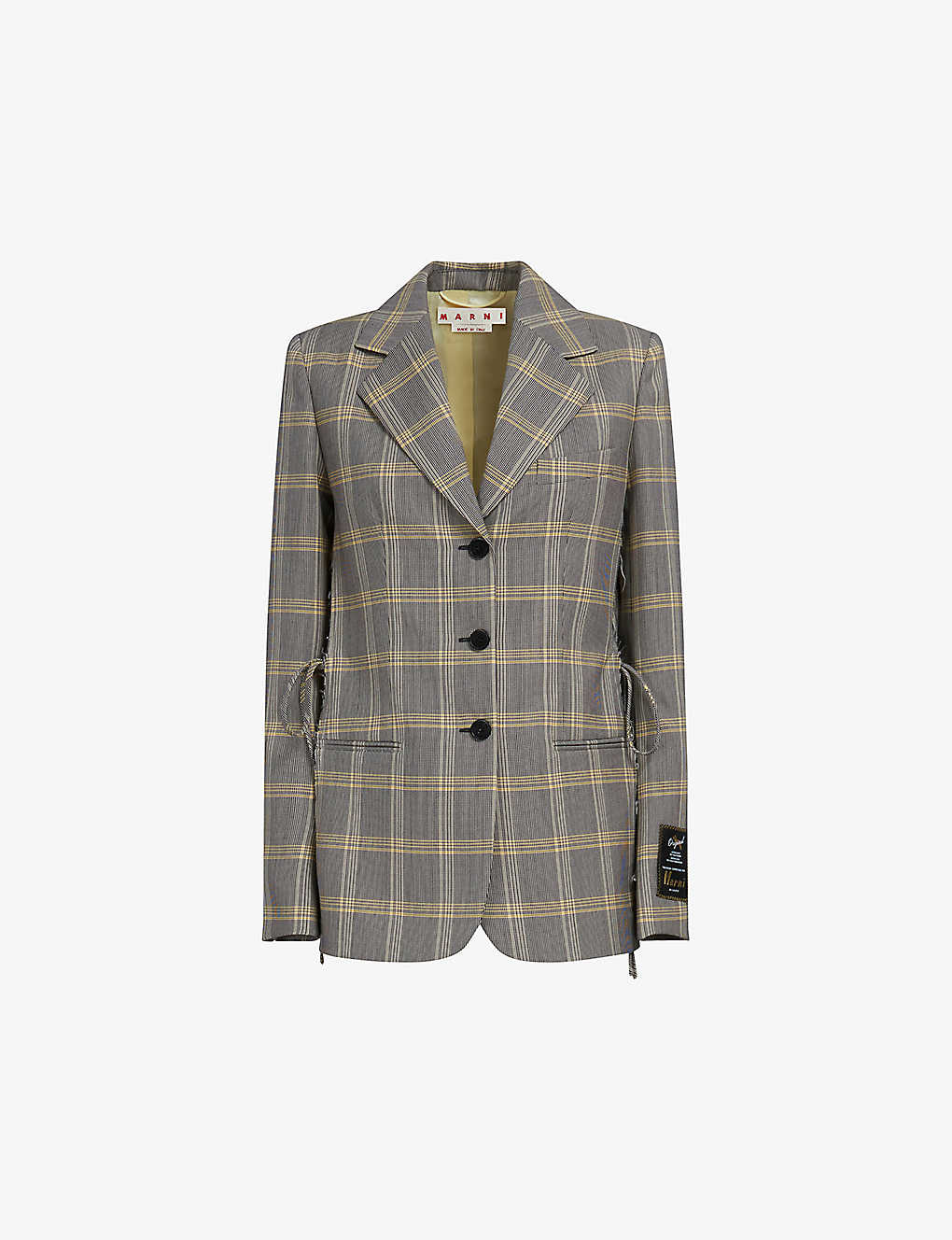Shop Marni Women's Lemmon Single-breasted Checked Relaxed-fit Wool-blend Blazer In Yellow