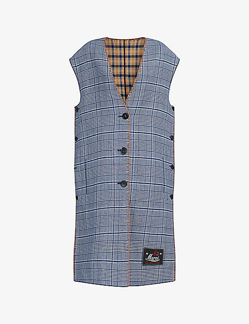 MARNI: Single-breasted checked relaxed-fit wool-blend waistcoat