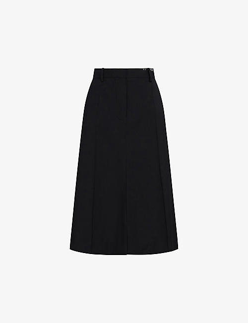 MARNI: Structured-waist pleated wool midi skirt