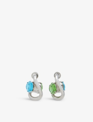 MARNI: Rhinestone-embellished silver-tone metal earrings
