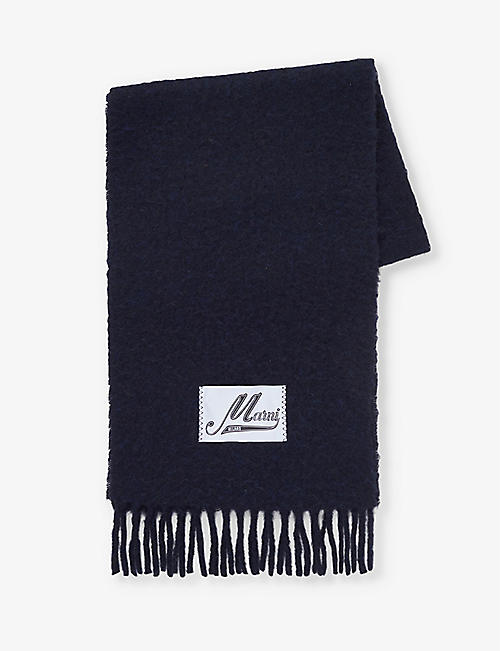 MARNI: Brand-tab fringed-hem alpaca-blend scarf