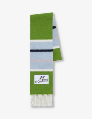 MARNI: Striped brand-tab alpaca-blend scarf