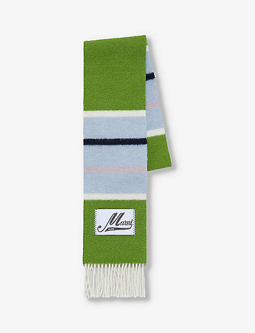 MARNI: Striped brand-tab alpaca-blend scarf