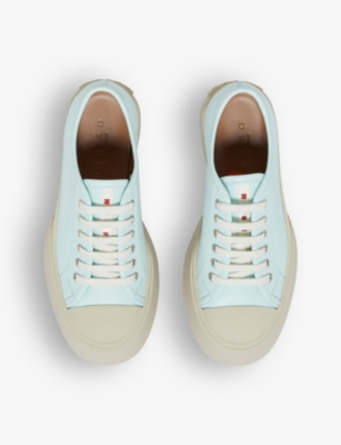 Shop Marni Women's Mineral Ice Pablo Leather Low-top Trainers In Blue