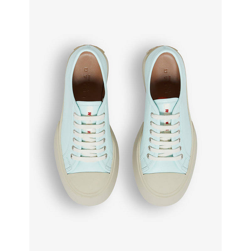 Shop Marni Women's Mineral Ice Pablo Leather Low-top Trainers In Blue