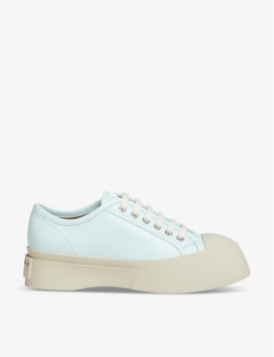 Shop Marni Women's Mineral Ice Pablo Leather Low-top Trainers In Blue