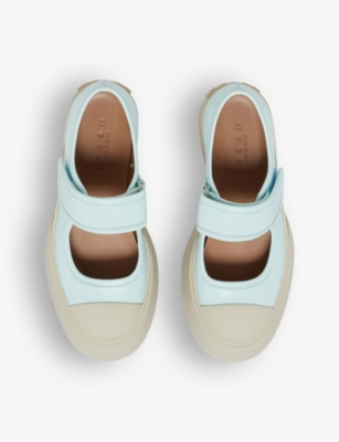 Shop Marni Womens Mineral Ice Pablo Leather Mary Jane Trainers