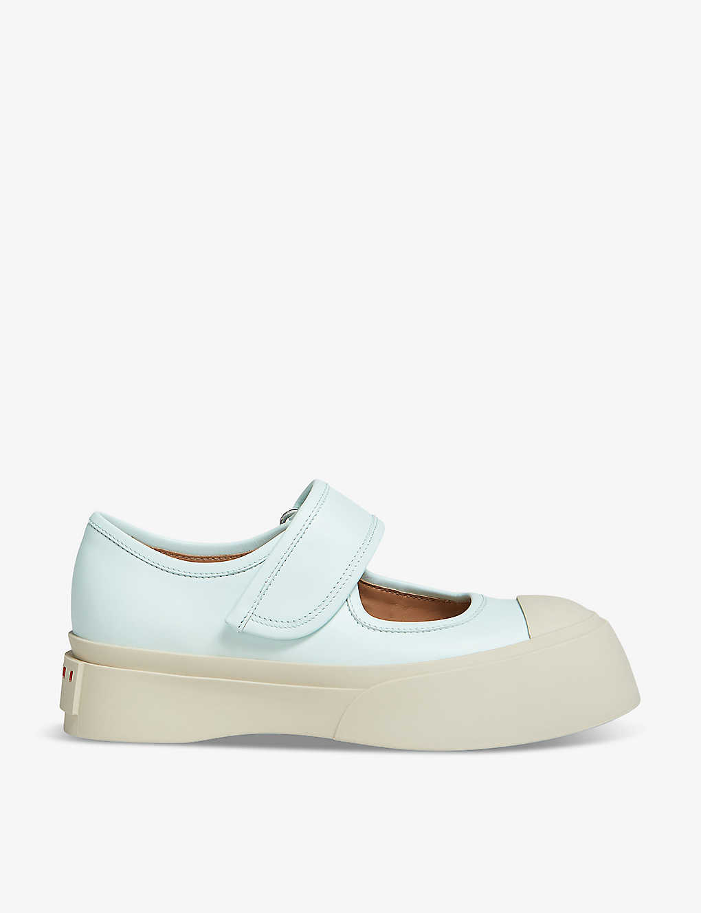 Shop Marni Pablo Leather Mary Jane Trainers In Mineral Ice