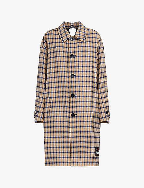 MARNI: Single-breasted checked relaxed-fit wool-blend coat