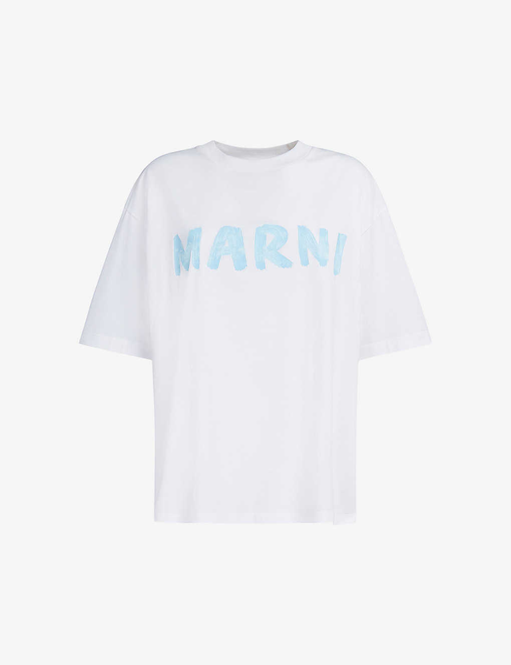 Marni Womens Lily White Logo-print Boxy-fit Cotton-jersey T-shirt