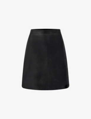 RO&ZO: Regular-fit high-rise leather mini skirt