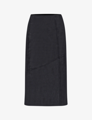 RO&ZO: Regular-fit high-rise leather midi skirt
