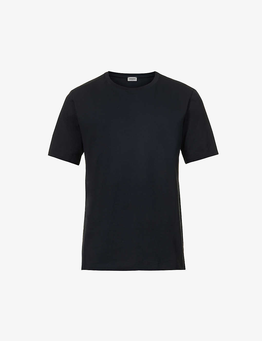 Shop Hanro Mens Black Regular-fit Short-sleeve Cotton-jersey T-shirt