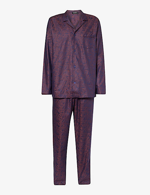 HANRO: Paisley-pattern relaxed-fit cotton pyjama set