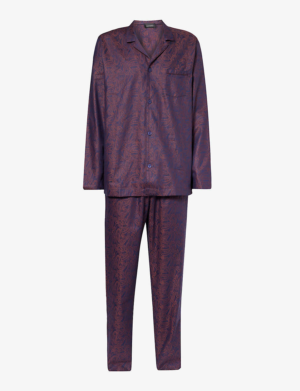 Hanro Mens Traditional Paisley Paisley-pattern Relaxed-fit Cotton Pyjama Set