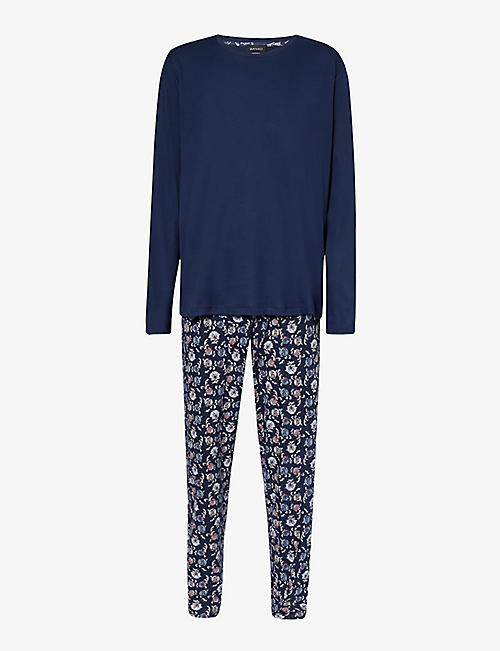 HANRO: Long-sleeved cotton-jersey pyjama set