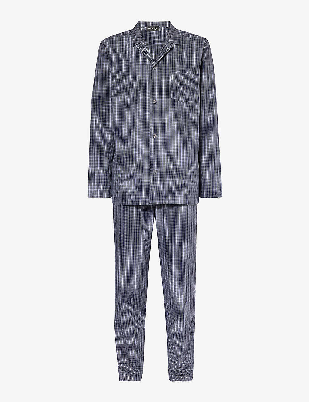 Hanro Mens Casual Check Checked Cotton Pyjama Set