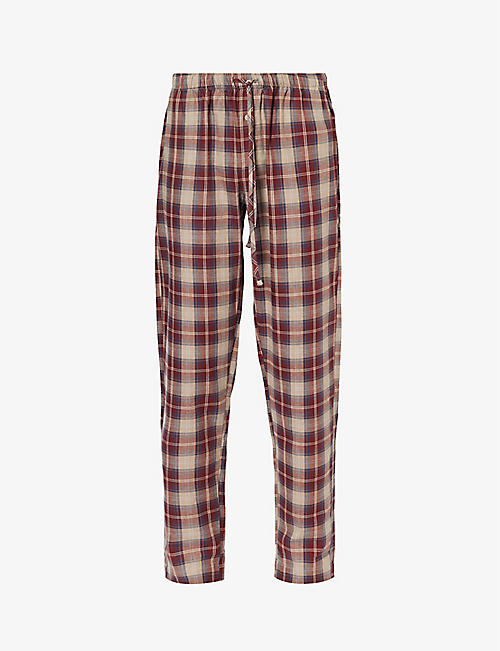 HANRO: Checked regular-fit straight-leg cotton pyjama bottoms