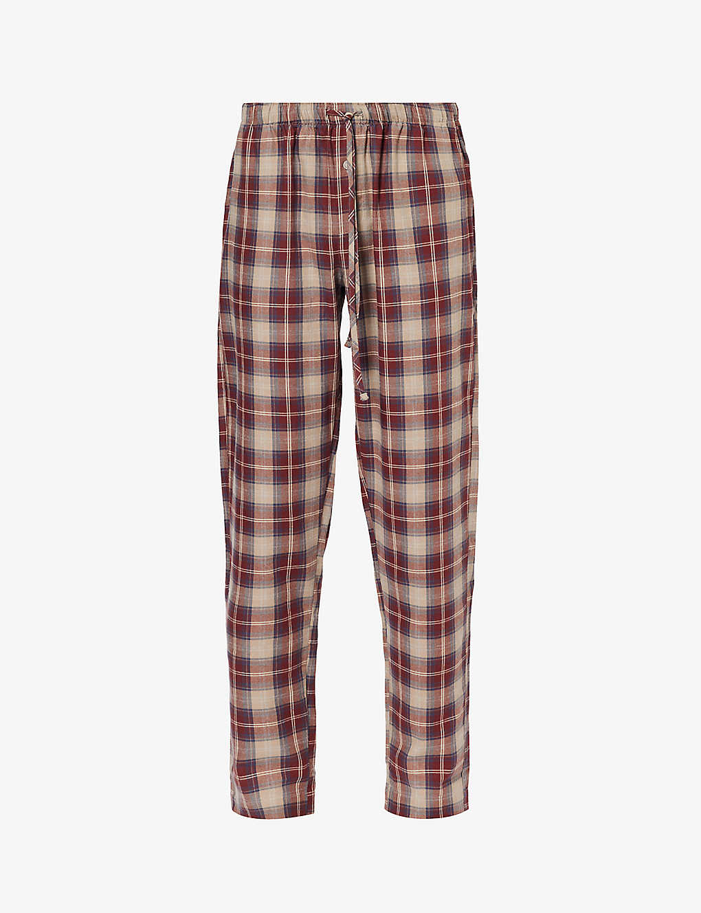 Shop Hanro Men's Homey Check Checked Regular-fit Straight-leg Cotton Pyjama Bottoms