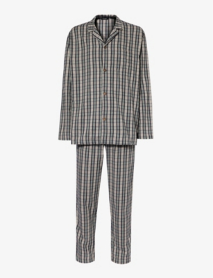 HANRO: Striped-pattern relaxed-fit cotton pyjamas