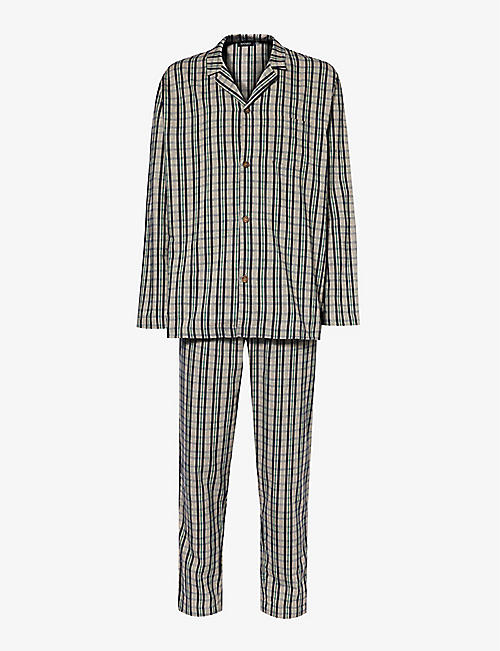 HANRO: Striped-pattern relaxed-fit cotton pyjamas