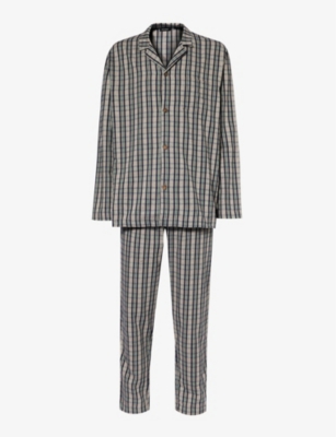Hanro Long Sleeve Pajama Set In Essential Check
