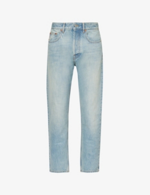 Valentino Vlogo Signature Embossed Tapered Jeans In Blue