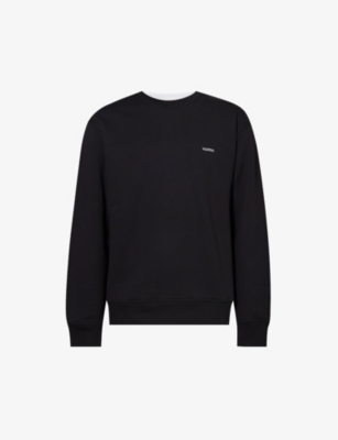 Valentino Felpa Girocollo In Cotone Con Logo Frontale In Nero