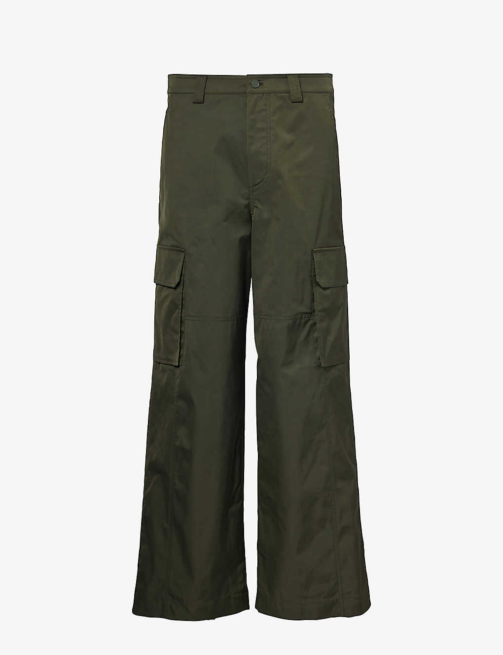 Valentino Garavani Mens Olive Wide Slip-pocket Regular-fit Wide-leg Woven Trousers In Green