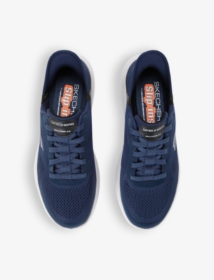 Shop Skechers Bounder 2.0 Logo-patch Woven Low-top Trainers In Navy