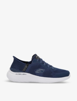 Shop Skechers Bounder 2.0 Logo-patch Woven Low-top Trainers In Navy